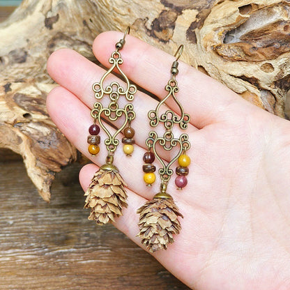 Vintage Style Bohemian-Inspired Dried Fruit Beaded Earrings