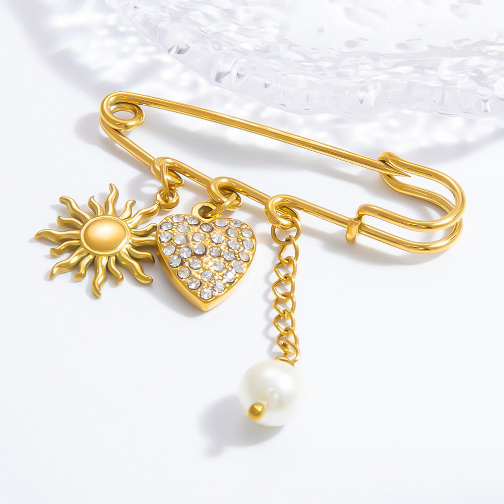 Floral Stainless Steel Brooch Elegant Fashion Accessory