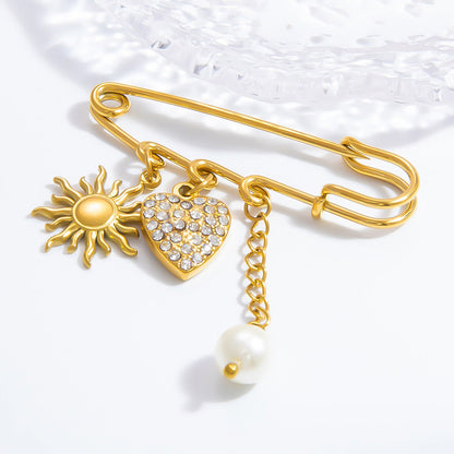 Floral Stainless Steel Brooch Elegant Fashion Accessory
