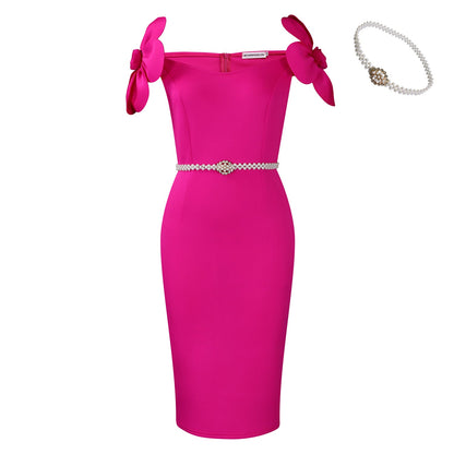 Elegant Party Bodycon Dress With 3D Floral Design