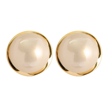 Elegant S925 Silver Stud Earrings With Half-Circle Pearl Design