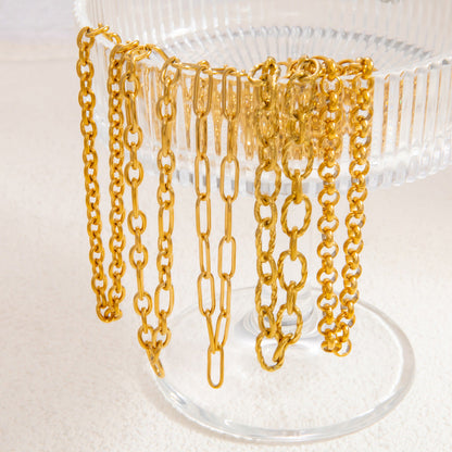 18K Gold Plated Stainless Steel Spring Clasp Necklace Stylish Choker for Women