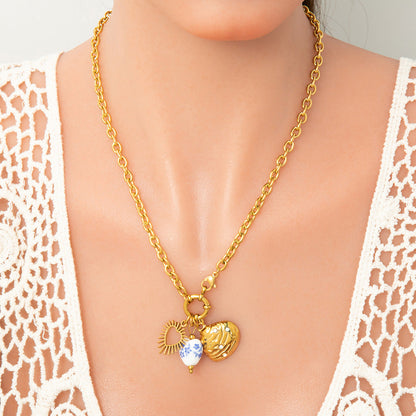DIY Stainless Steel Heart Pendant Necklace with 18k Gold Plating