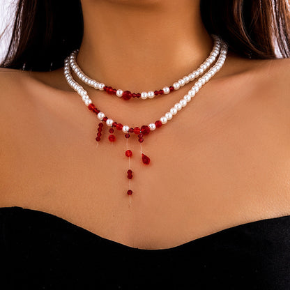 Gothic Pearl Choker Necklace Creative Halloween Design
