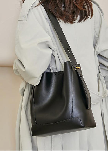 Commuter Bucket Bag Genuine Leather Minimalist Design