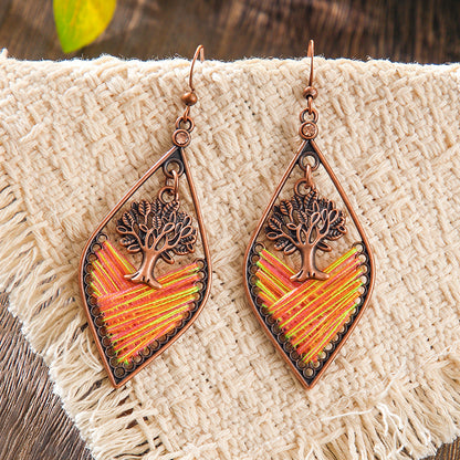 Bohemian Geometric Colorful Hoop Earrings Retro Style
