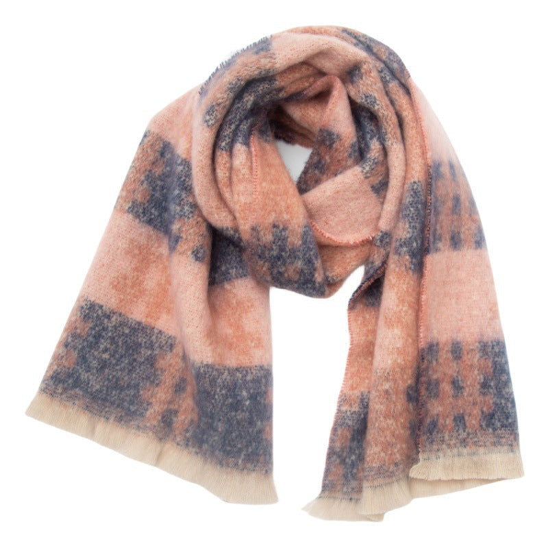 Plaid Print Contrast Color Scarves