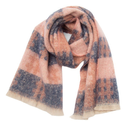 Plaid Print Contrast Color Scarves
