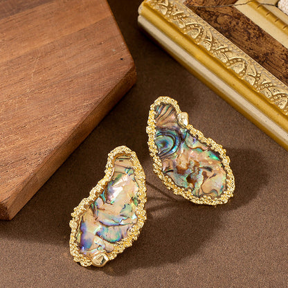 Chic Geometric Abalone Shell Earrings With 925 Silver Posts