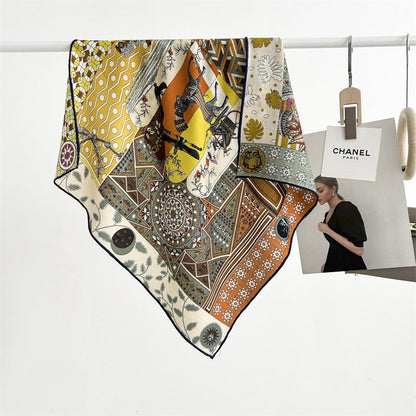 Double Sided Print Soft Square Silk Scarf