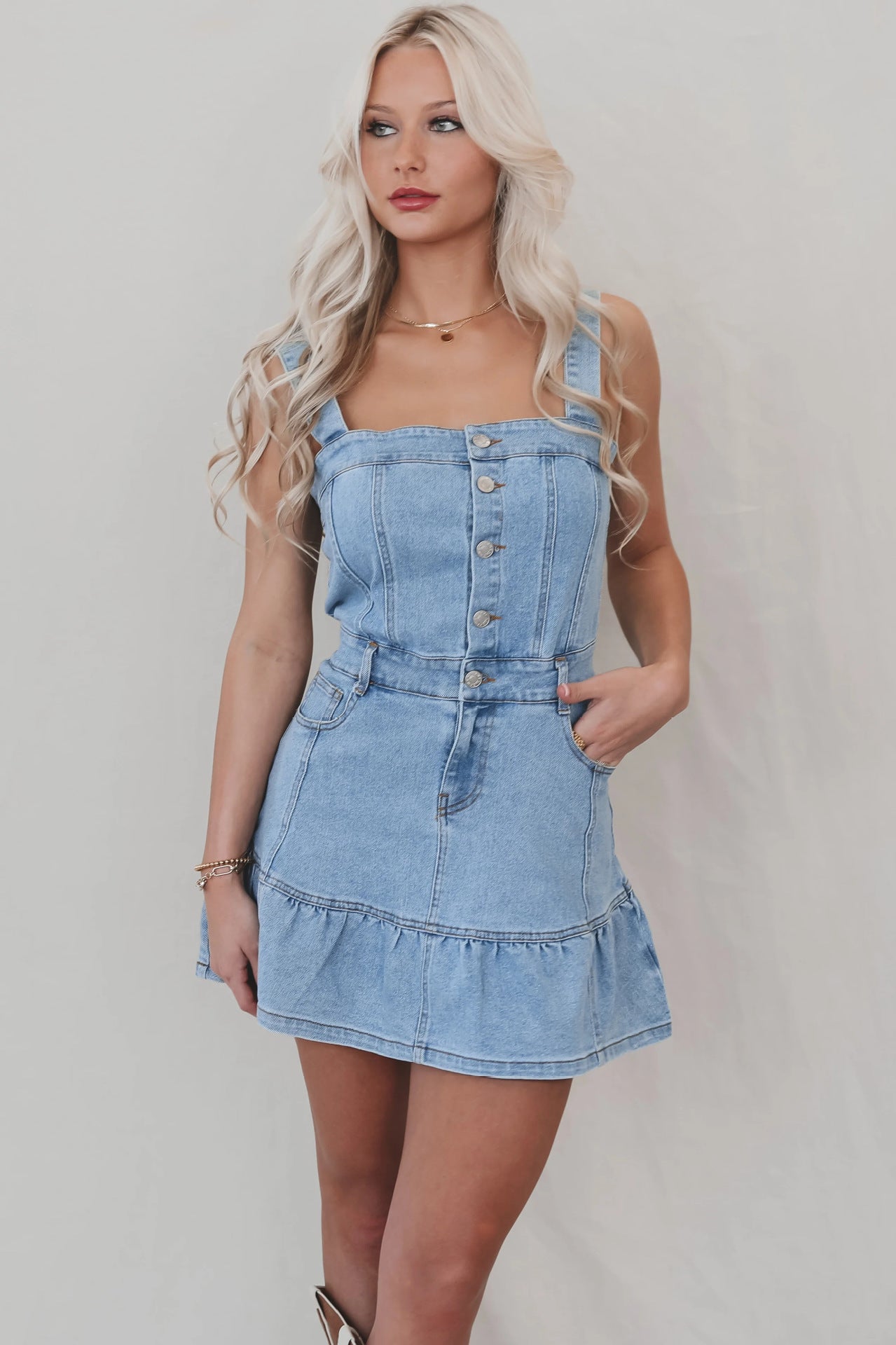 Trendy Casual Sleeveless Denim Dress