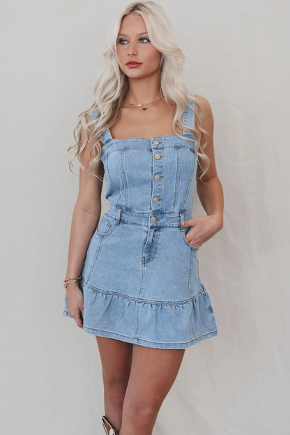Trendy Casual Sleeveless Denim Dress