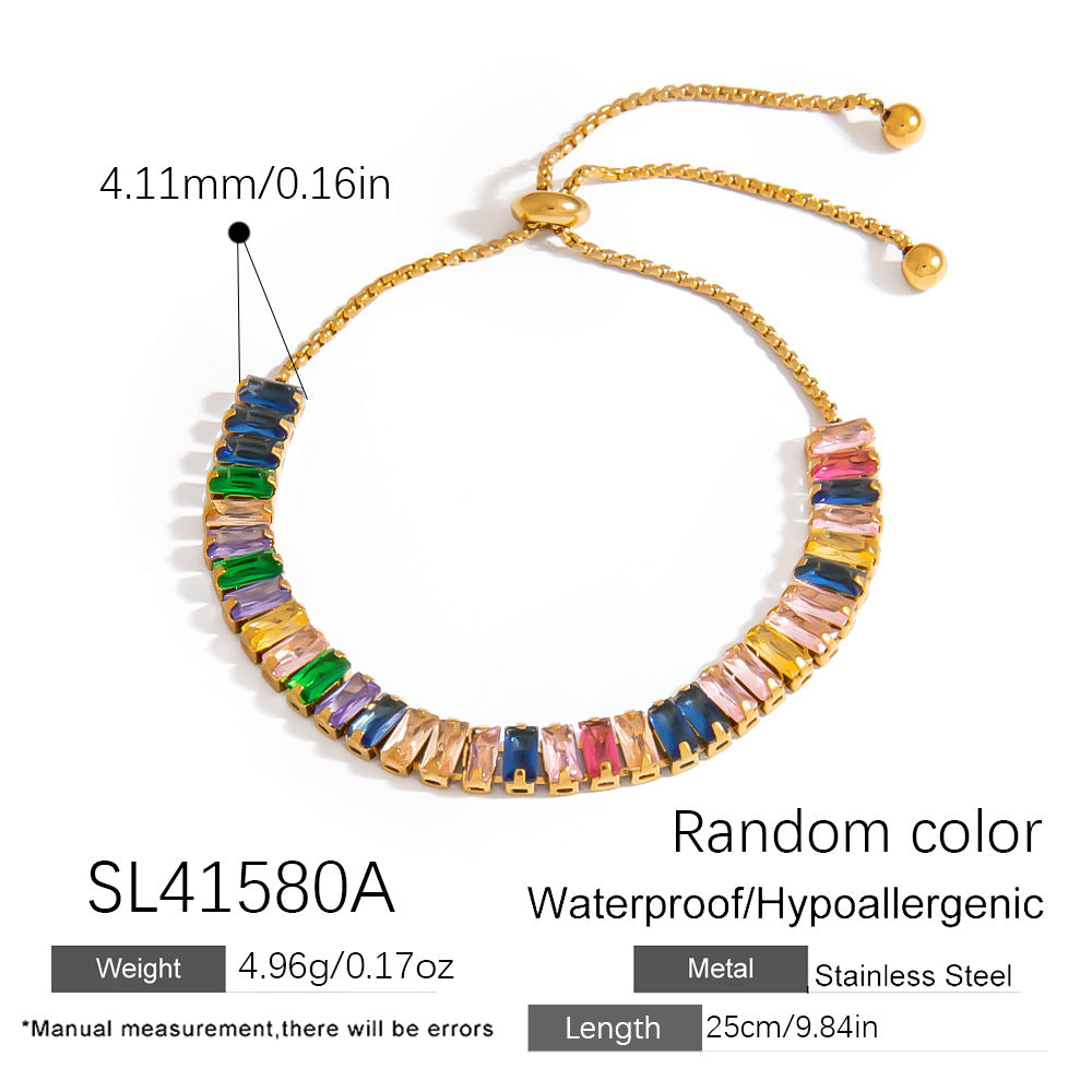 Geometric Stainless Steel Bracelet Colorful 18K Gold Plated Jewelry