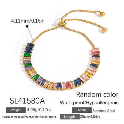 Geometric Stainless Steel Bracelet Colorful 18K Gold Plated Jewelry