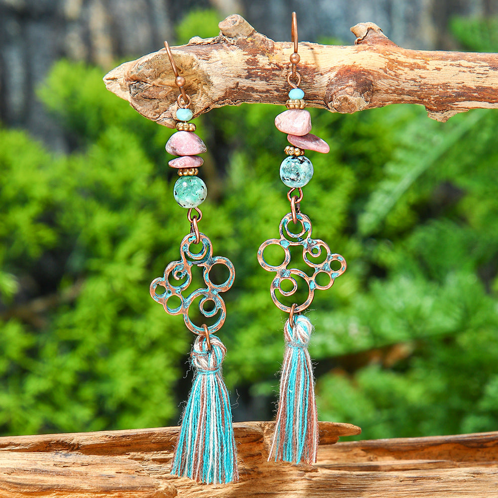 Bohemian Vintage Tassel Earrings Set Handmade Zinc Alloy Accessories