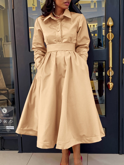Women鈥檚 Elegant A-Line Dress With Belt