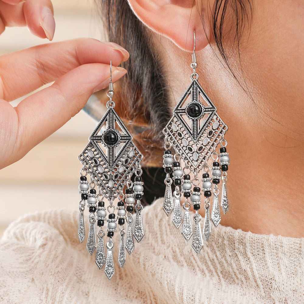 Trendy Geometric Tassel Earrings Fashionable Accessories