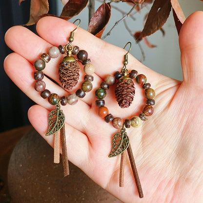 Bohemian Tassel Earrings Handmade with Dried Fruits