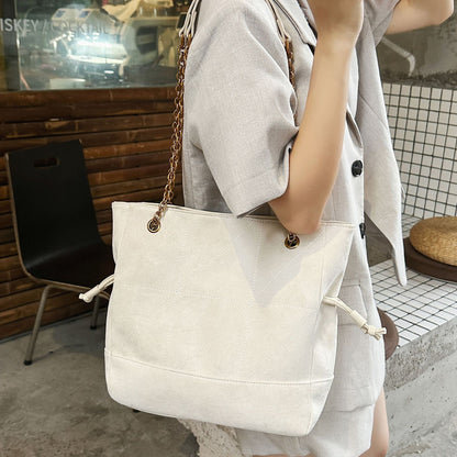 Retro Suede Tote Bag With Chain Strap Stylish Casual Shoulder Bag