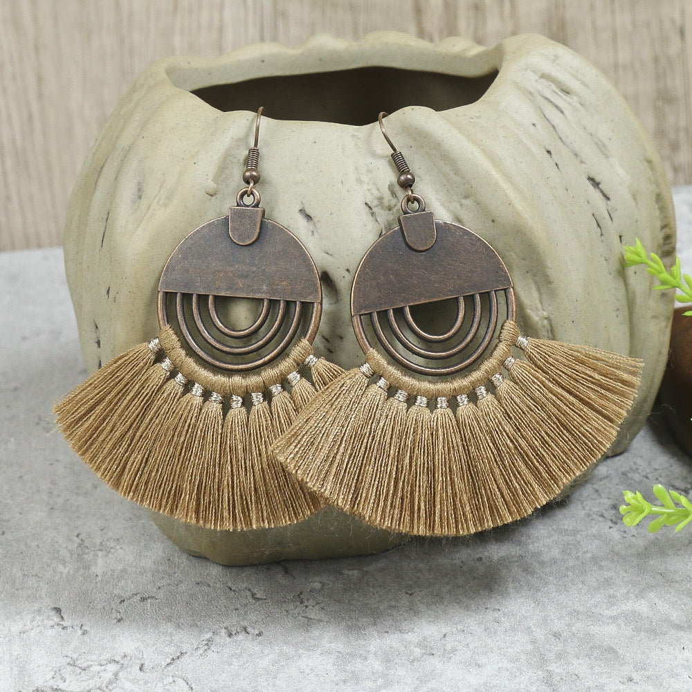 Ethnic Style Tassel Water Drop Alloy Earrings Set