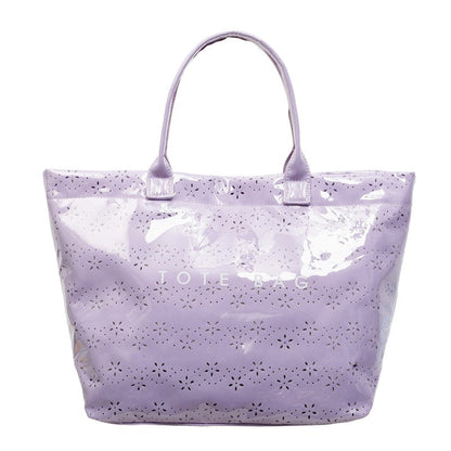 Women's Floral Cutout PVC Tote Bag Stylish Commuter Bag