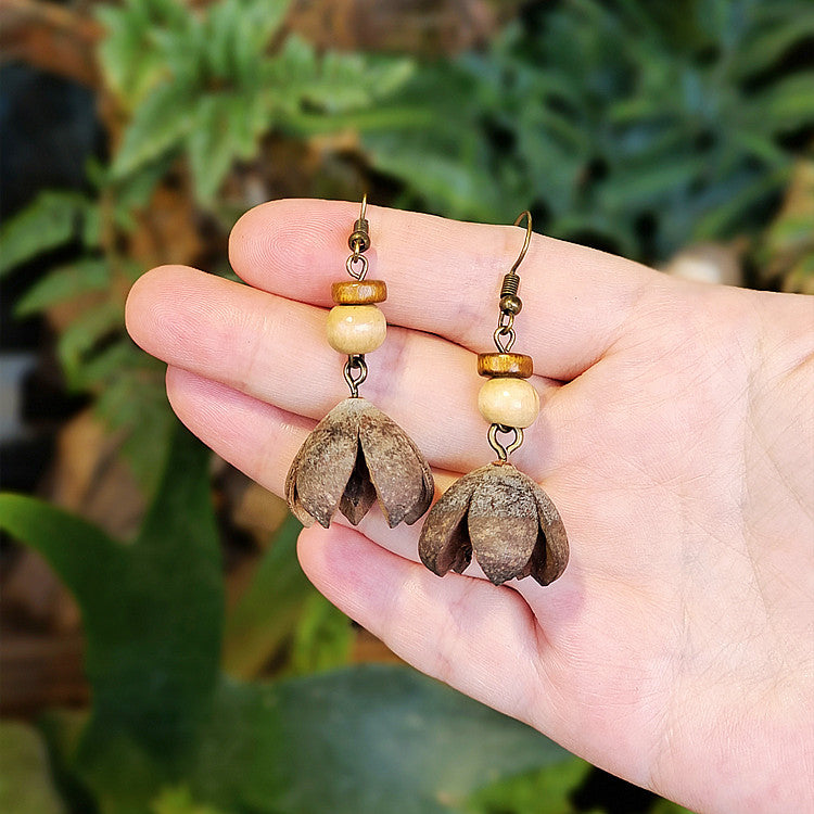 Creative Long Wooden Tassel Earrings Inspired by Nature