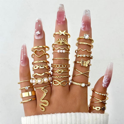 Fashionable Geometric Butterfly Open-Ended Adjustable Rings Set