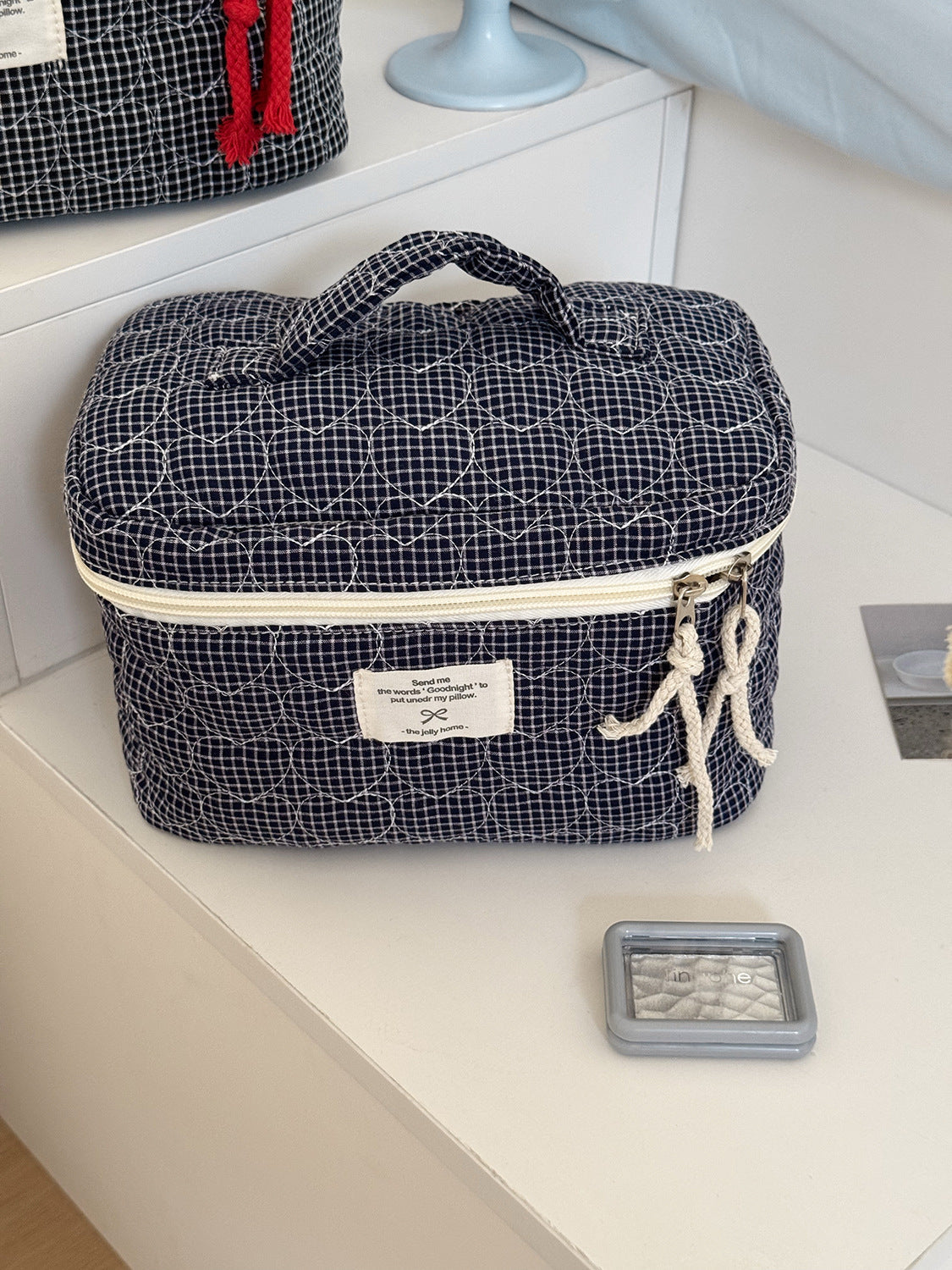Heart Quilted Cosmetic Bag Stylish Portable Storage