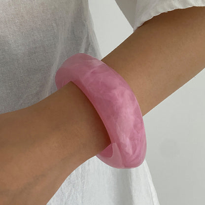 Pink Geometric Alloy Bracelet Artistic Vintage Wide Cuff