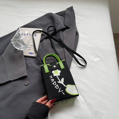 Fashionable Simple Knit Crossbody Phone Bag