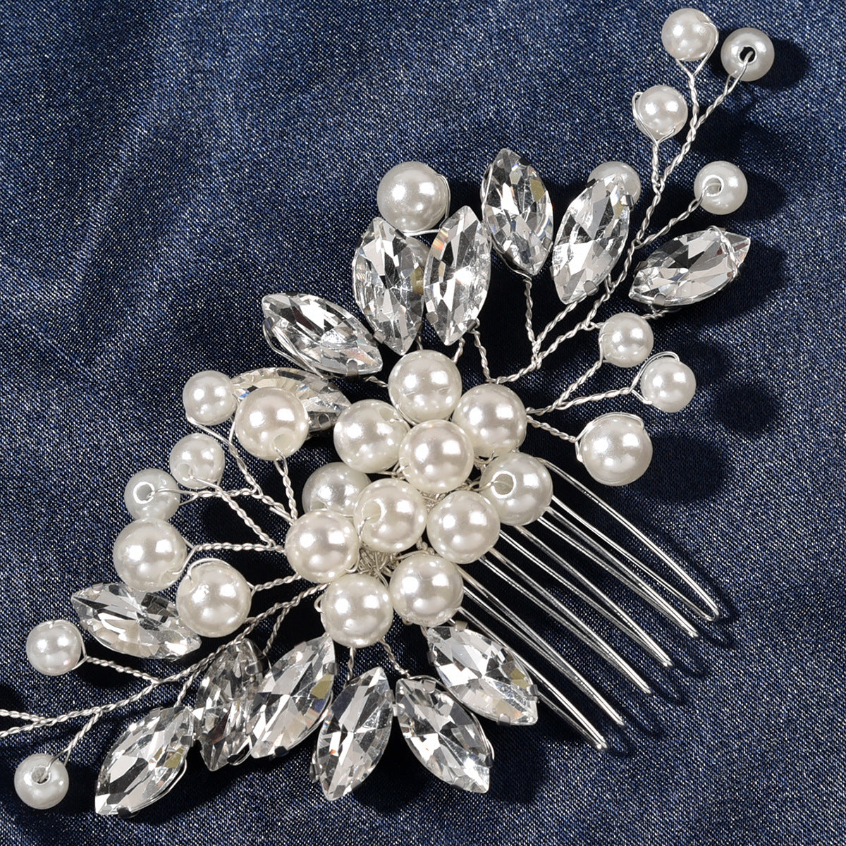 Bridal Hair Comb with Pearls and Rhinestones