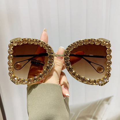 Trendy Oversized Luxury Rhinestone Sunglasses for Women