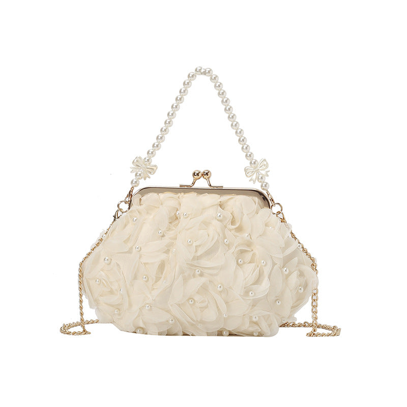 Floral Pearl Shoulder Bag Chic Crossbody Bag