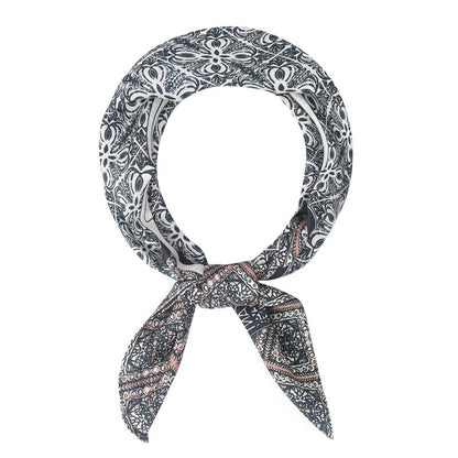 Vintage Floral Check Square Scarf