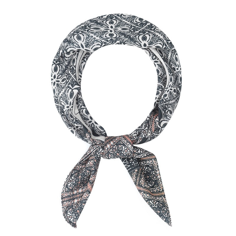 Vintage Floral Check Square Scarf