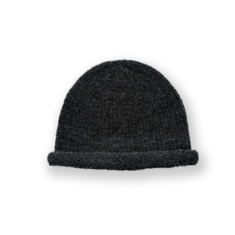Solid Color Knitted Wool Beanie Hat for Men and Women