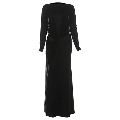 Sexy Slim Fit Irregular Mesh Long Dress