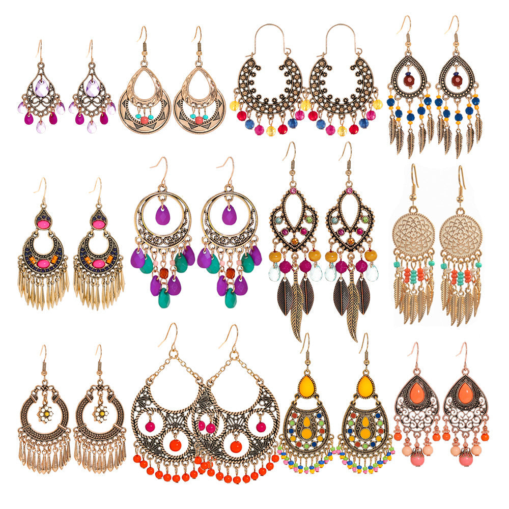 Fashion Tassel Bead Earrings for Women Stylish Vintage Jewelry