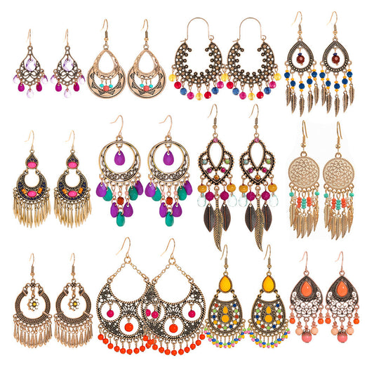 Fashion Tassel Bead Earrings for Women Stylish Vintage Jewelry