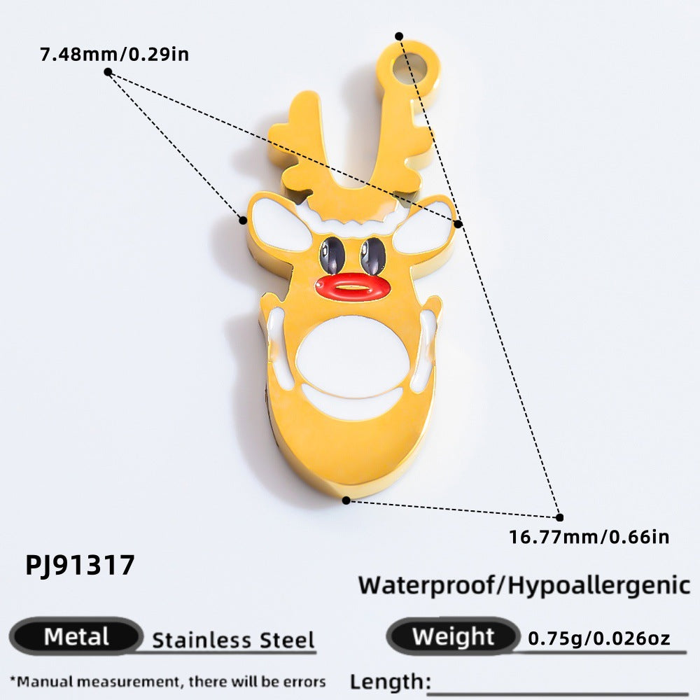 DIY Christmas-Themed 18K Gold-Plated Stainless Steel Pendant Accessories