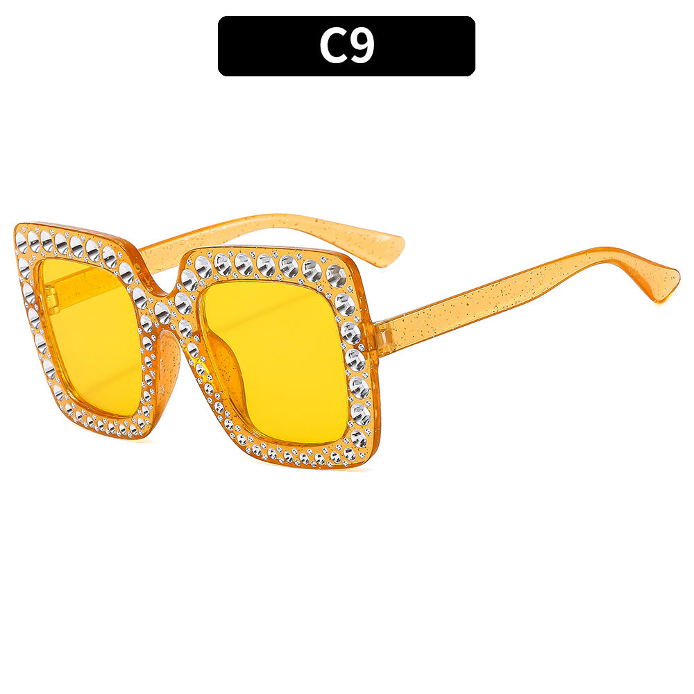 Colorful Bling Square Sunglasses Retro UV400 Protection