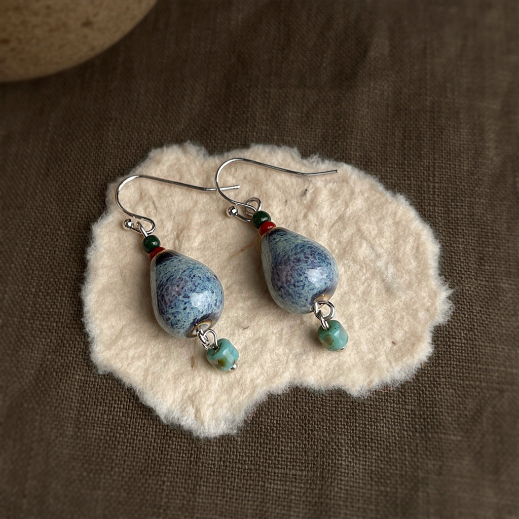 Handmade Ceramic Gourd Drop Earrings