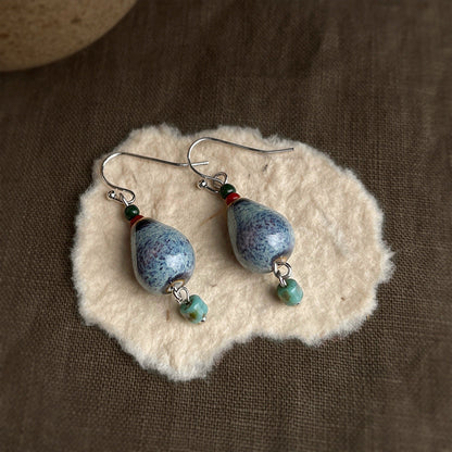 Handmade Ceramic Gourd Drop Earrings