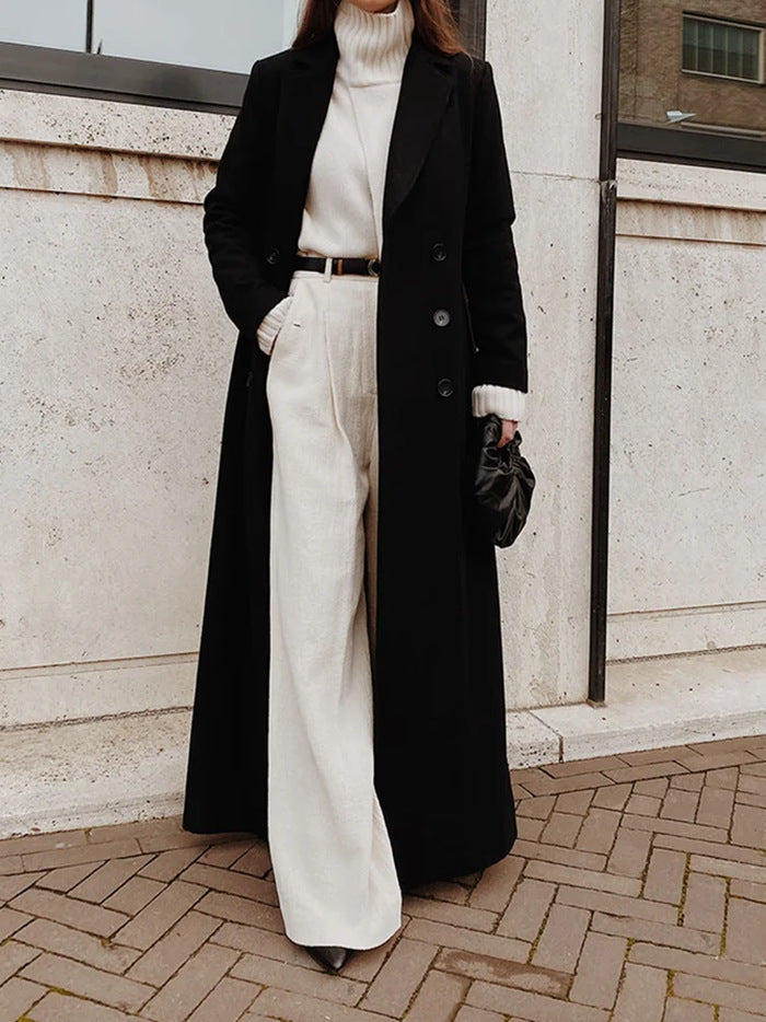Elegant Casual Long Woolen Coat For Women