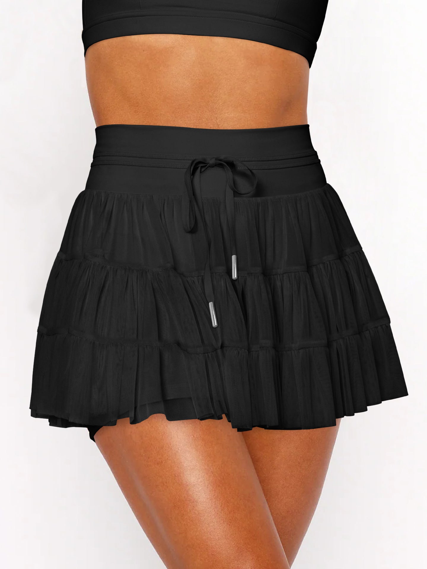 Soft Color-Block Lace-Up Skirt Pants for Women