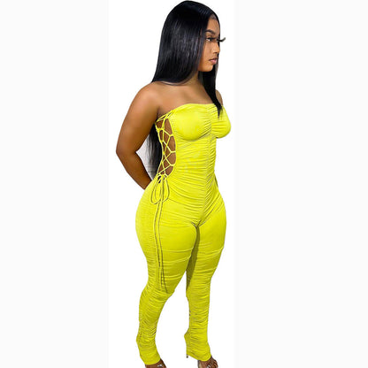 Slim Fit Side Tie Milk Silk Jumpsuit
