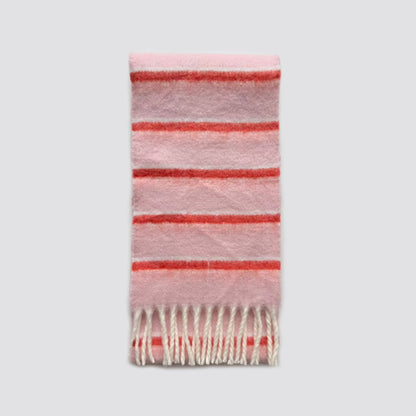 Color Block Striped Scarf with Fringes Stylish Warm Scarf