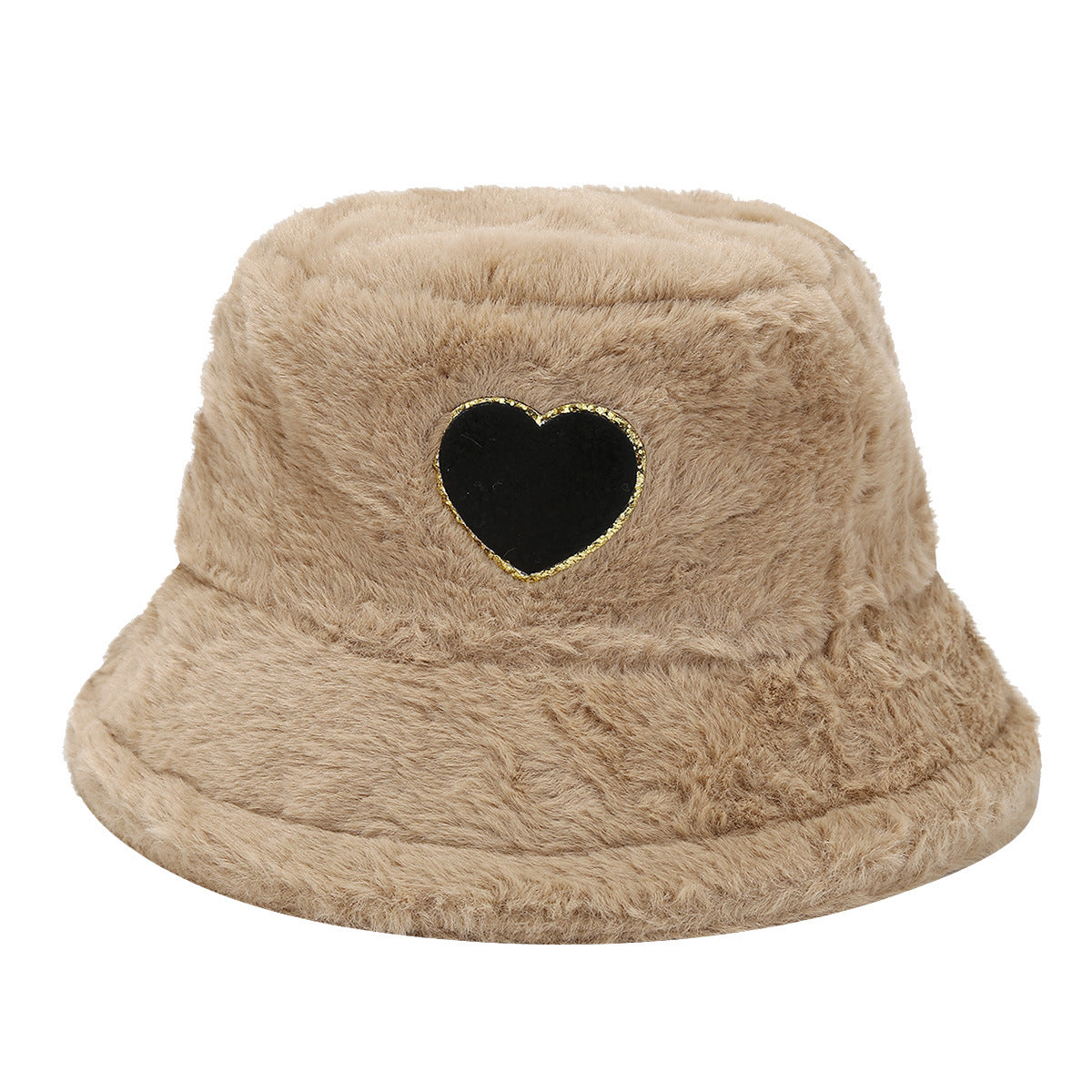 Cute Heart Print Fuzzy Thermal Bucket Hat