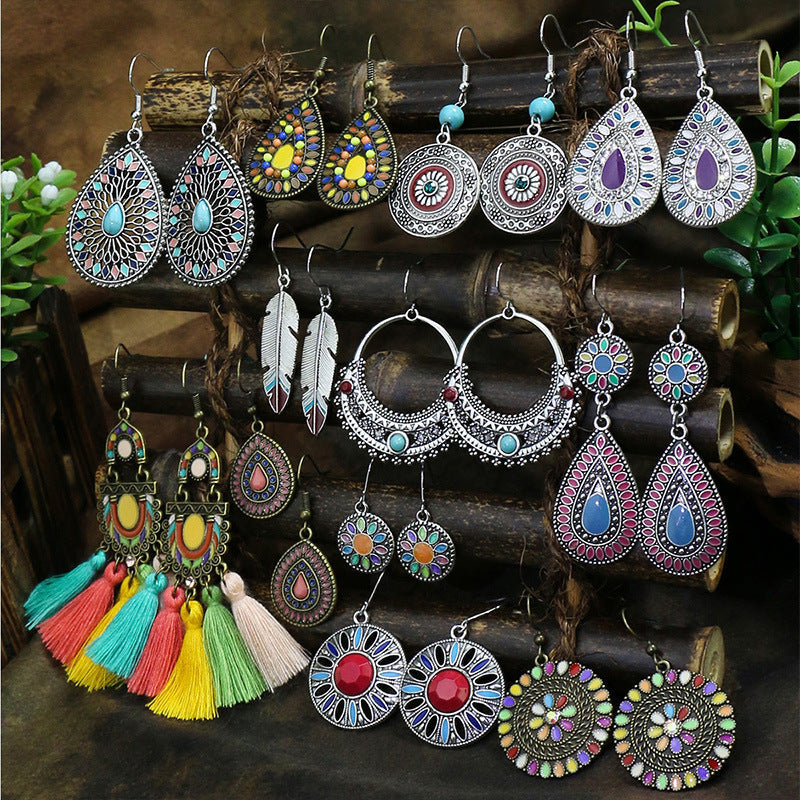 Colorful Geometric Drop Oil Dangle Earrings for Women