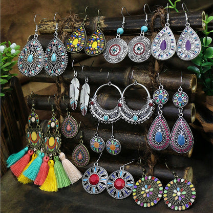 Colorful Geometric Drop Oil Dangle Earrings for Women